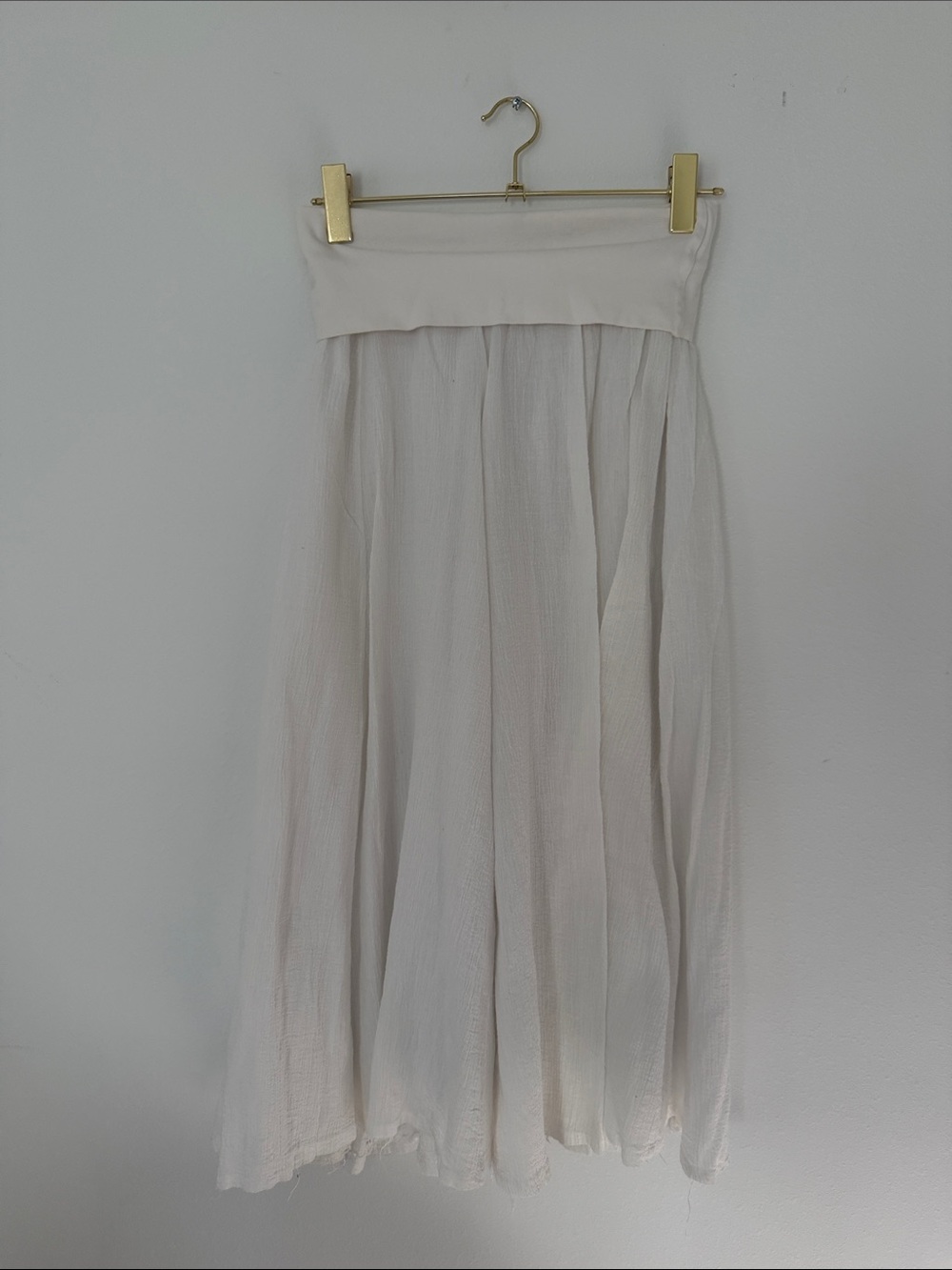 Forever 21 white Wide-Leg Flowing Pants with fold over waistband medium